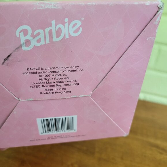 1998 Holiday Barbie 4" Decoupage Ornament w Wooden Ornament Stand MATTEL T4 - Picture 8 of 8